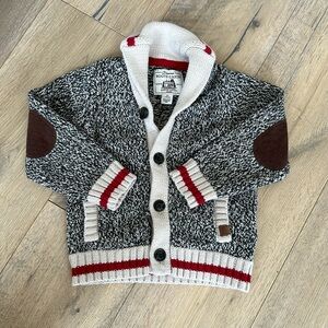 Roots Cabin Marled Button-up Sweater with Elbow Patch - Size 2T